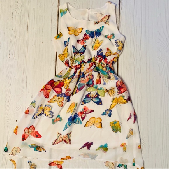 btween Other - Btween White Pink Blue Butterfly Dress Sz 5-6